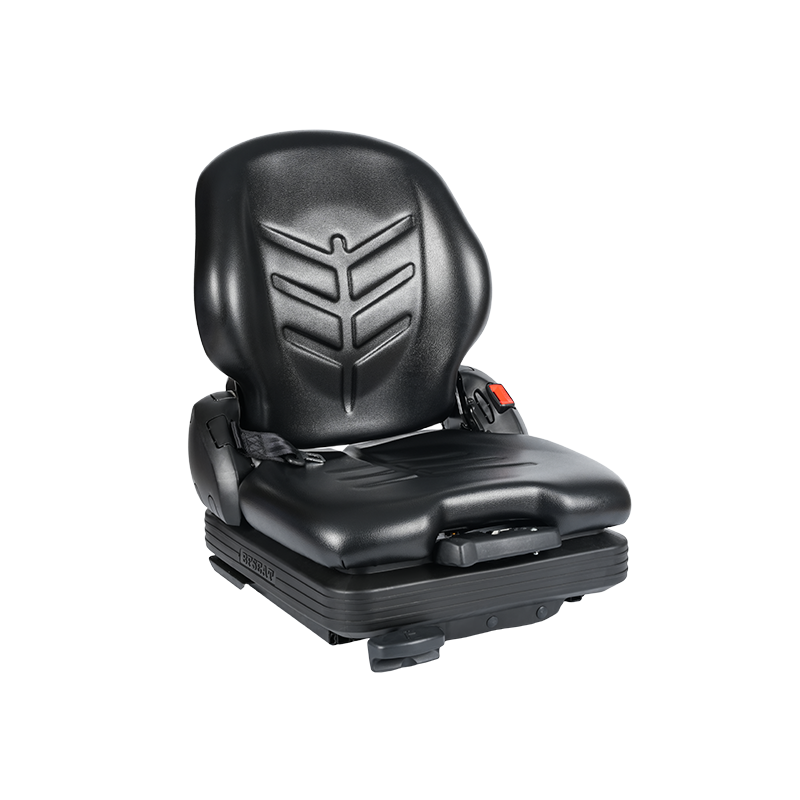 BF16 Niskoprofilowy, winylowy zamienny fotel z zawieszeniem mechanicznym do wózków widłowych do transportu materiałów - czarny z EN13490 IT1+IT2